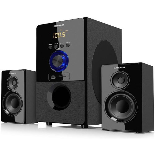 Акустична система 2.1 REAL-EL M-555, Black (55Вт, Bluetooth, FM-тюнер, USB/SD, ПДУ)