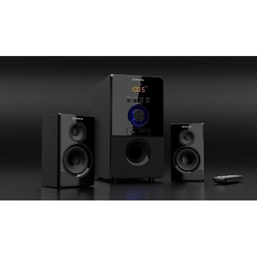Акустична система 2.1 REAL-EL M-555, Black (55Вт, Bluetooth, FM-тюнер, USB/SD, ПДУ)