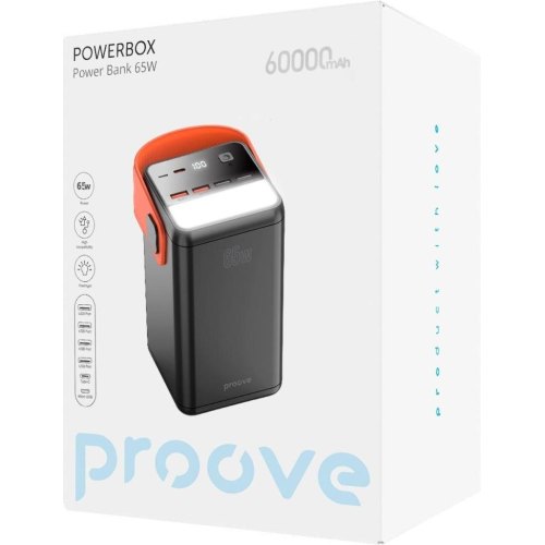 Зовнішній акумулятор Proove Powerbox 65W 60000mAh Black