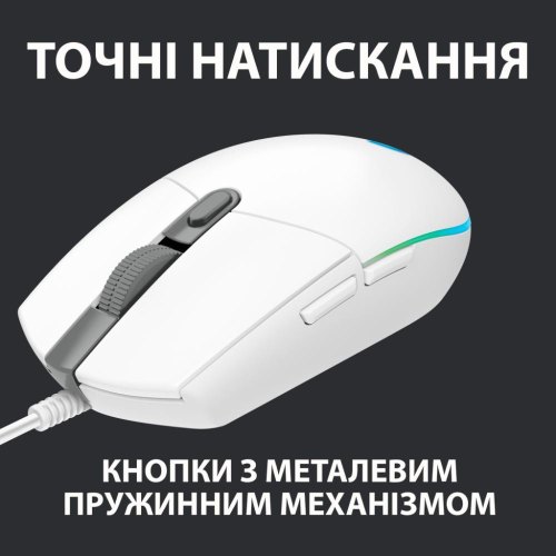 Миша ігрова дротова Logitech G102 Lightsync USB White (910-005824)