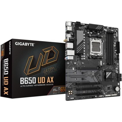 Mатеринська плата GIGABYTE B650 UD AX, ATX, sAM5, AMD B650, DP/HDMI, 3xM.2, LAN