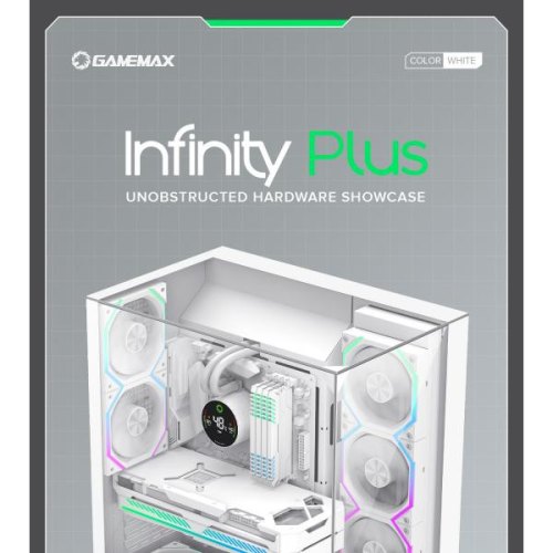 Корпус GAMEMAX Infinity Plus, без БЖ, ATX, білий (Infinity Plus WH)