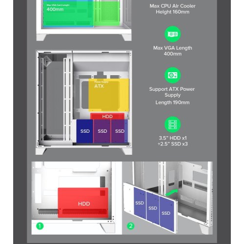 Корпус GAMEMAX Infinity Plus, без БЖ, ATX, білий (Infinity Plus WH)