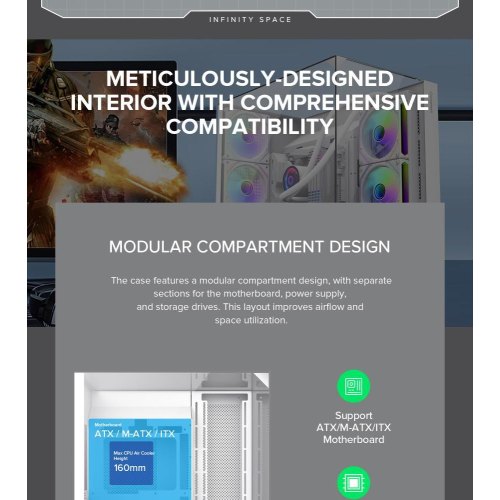 Корпус GAMEMAX Infinity Plus, без БЖ, ATX, білий (Infinity Plus WH)