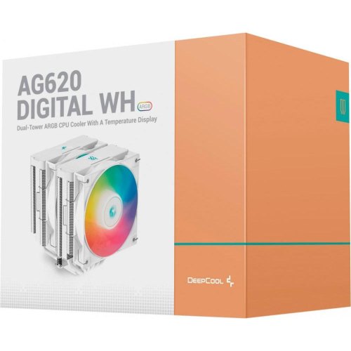 Кулер для процесора Deepcool AG620 DIGITAL ARGB, Intel LGA1700/1200/1151/1150/1155, AMD AM5/AM4, білий