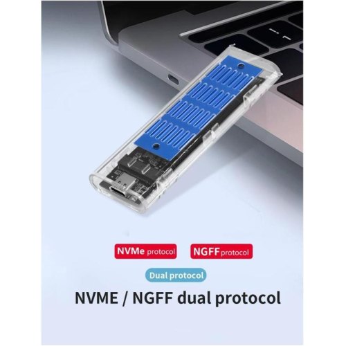 Зовнішня кишеня Dynamode для M.2 SSD NVMe/SATA, USB 3.2 GEN2 Type-C, пластик (DM-CAD-SSD09)