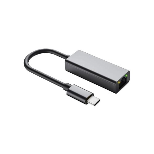 Адаптер Dynamode USB 3.0 Type-C to RJ-45, 1000/100 Мбіт/с, чип RTL8153, кабель 13см, темно-сірий (DM-AD-GLAN-C)
