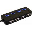 USB-хаб Lapara, 4x USB 2.0, 4 вимикачі ON/OFF для кожного порту, чорний (LA-SLED4 black)
