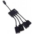 USB-хаб Lapara, 3x USB 2.0 + 1x MicroUSB, OTG, для смартфонів та планшетів, чорний (LA-MicroUSB-OTG-HUB black)