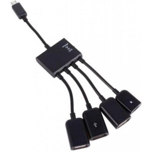 USB-хаб Lapara, 3x USB 2.0 + 1x MicroUSB, OTG, для смартфонів та планшетів, чорний (LA-MicroUSB-OTG-HUB black)