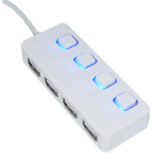USB-хаб Lapara, 4x USB 2.0, 4 вимикачі ON/OFF для кожного порту, білий (LA-SLED4 white)