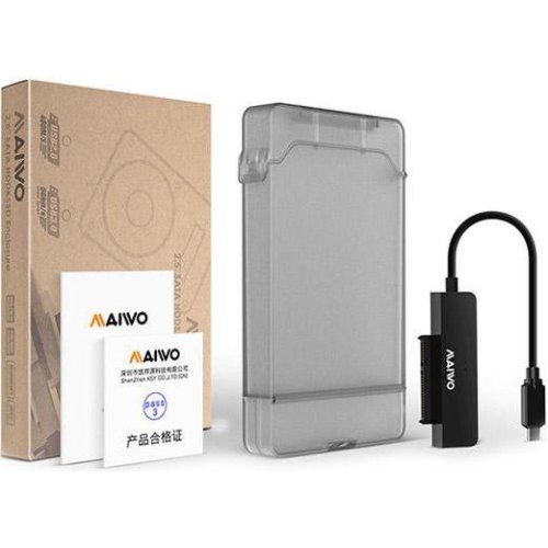 Адаптер Maiwo для підключення HDD 2,5 SATA/SSD до порту USB3.1 GEN2 TypeC, в комплекті контейнер Maiwo захисний для HDD 2,5 (K104G2 black)