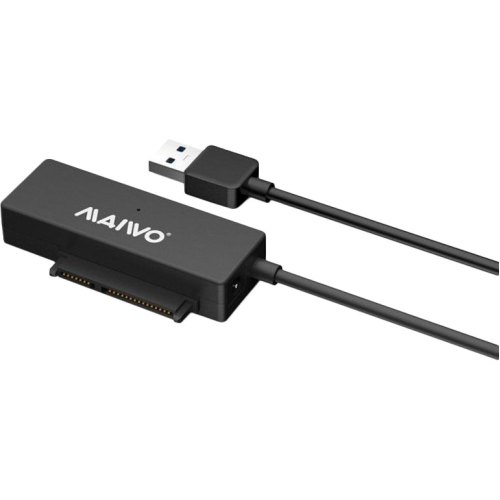 Адаптер Maiwo для підключення HDD SATA 2,5/3,5/5,25/SSD до портів USB 3.0, БЖ 12В/2А в комплекті, чорний (K10435A)