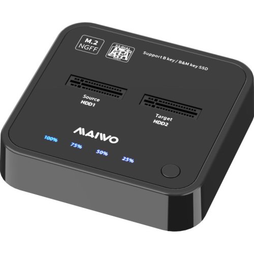 Док-станція Maiwo для 2x SATA M.2 SSD Key B/B+M через USB 3.1 Gen1 Type-C, функція клонувальника, безгвинтове кріплення, пластик (K3016SG1)