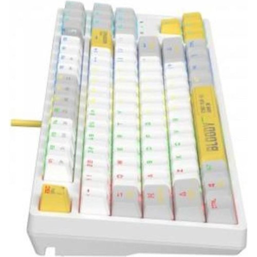 Клавіатура ігрова, дротова A4Tech Bloody S87 (Energy White), USB, механічна, червоні світчі, RGB підсвічування клавіш, біла