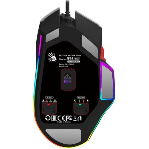 Миша ігрова, дротова A4Tech W95 Max Bloody, активоване ПЗ, біла/чорна