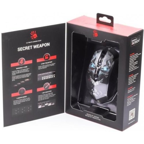 Миша ігрова, бездротова A4Tech Bloody R80 Plus, чорна з малюнком