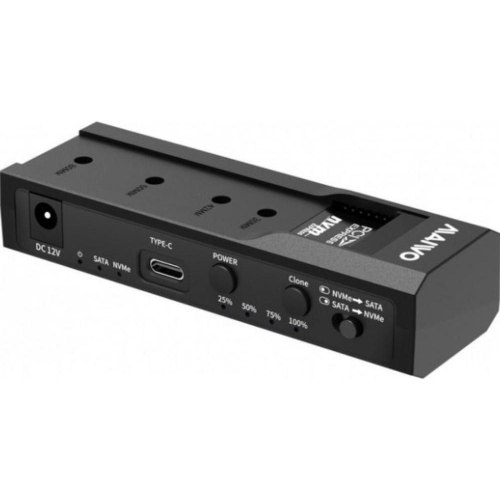Адаптер Maiwo для підключення 3,5/2,5 SATA HDD/SSD і NVMe M.2 SSD до USB 3.0 TypeС, функція клонування, БЖ 12В/3А (K10635N)