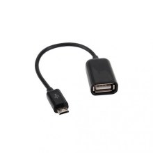 Кабель-перехідник Lapara, USB 2.0 Type-A Female - MicroUSB, OTG, 16см, чорний (LA-UAFM-OTG black)
