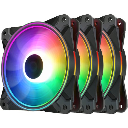 Набір вентиляторів для корпусу Deepcool, 3x120мм, HB, RGB, 500-1800 об/хв, 28.8 дБ (CF120 PLUS)