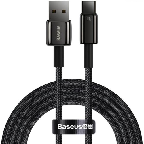 Кабель USB Type-С Baseus Tungsten Gold Fast Charging Data Cable USB to Type-C 100W 1m Black (CAWJ000001)