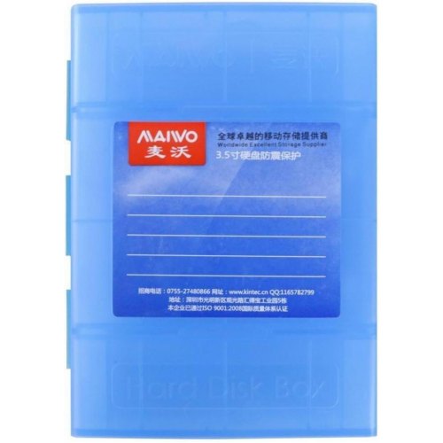 Контейнер захисний Maiwo для 1xHDD 3,5 або 4xHDD 2,5/SSD, пластиковий, блакитний (KB03 blue)