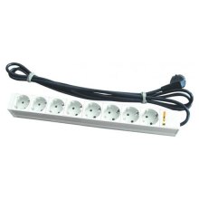 Блок розеток CONTEG, 8x Schuko, вилка Schuko, вимикач, 1U, кабель живлення 3м (DP-RP-08-SCHUS)