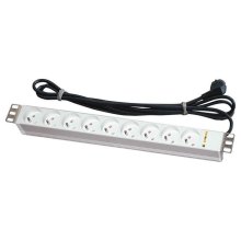 Блок розеток CONTEG, 9x Schuko, вилка Schuko, без вимикача, 1U, кабель живлення 3м (DP-RP-09-SCHU)