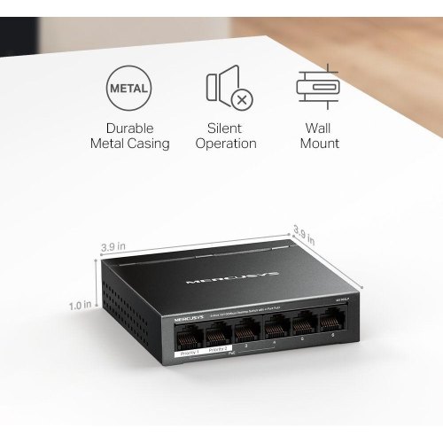 Комутатор Mercusys MS106LP, 6-портовий, 10/100 Мбіт/с (4 портів PoE+)