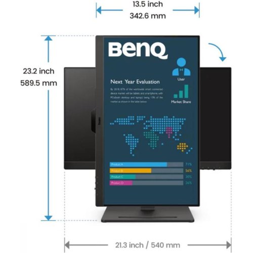 Монітор BenQ BL2490T 23.8 IPS, 100Гц, 2хHDMI, DP, HAS, колонки, чорний