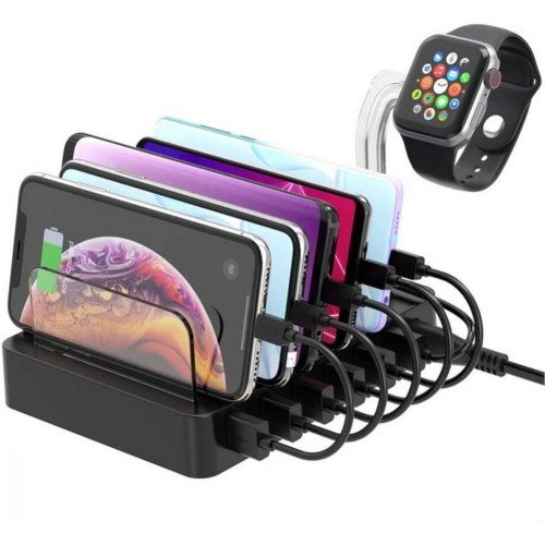 Зарядний пристрій Choetech, 68W Charing Station, 6x USB Type-A, 2x MicroUSB, 2x Lighting, 2x UCB-C (Q3008-EU-BK)