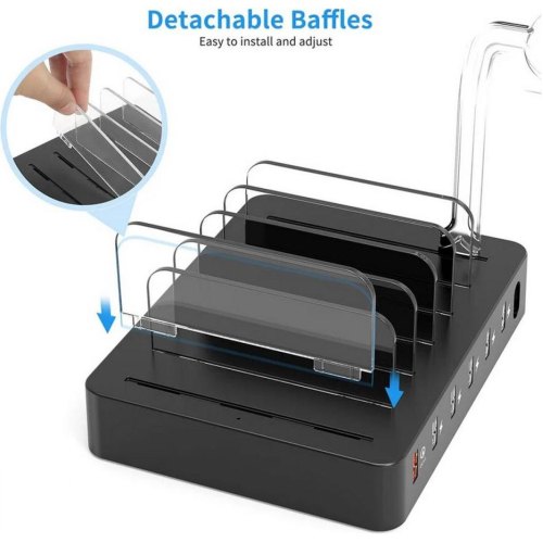 Зарядний пристрій Choetech, 68W Charing Station, 6x USB Type-A, 2x MicroUSB, 2x Lighting, 2x UCB-C (Q3008-EU-BK)