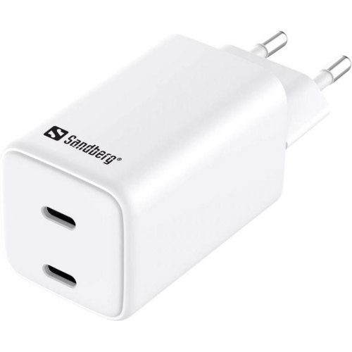 Зарядний пристрій Sandberg , 2x USB-C 65W Gan III, білий (441-56)