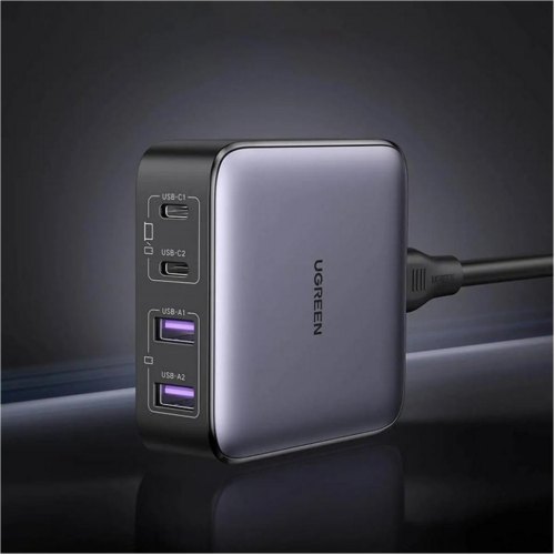 Зарядний пристрій Ugreen CD327, 4x USB (2x USB Type-C/2x USB Type-A) 65W, Gan (90747)