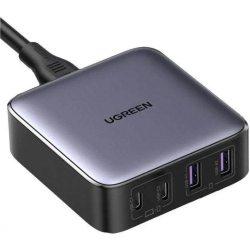 Зарядний пристрій Ugreen CD327, 4x USB (2x USB Type-C/2x USB Type-A) 65W, Gan (90747)