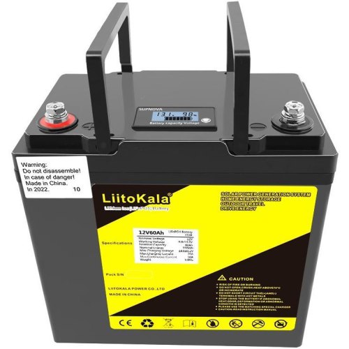 Акумуляторна батарея LiitoKala, LiFePO4, 12V/60Ah, LCD