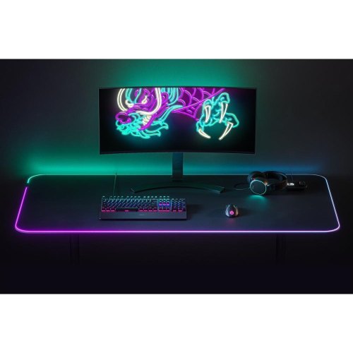 Килимок ігровий для миші SteelSeries QcK Prism Cloth 5XL ETAIL RGB, 1600x800x4мм (63524)