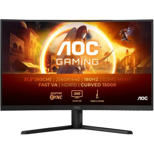 Монітор AOC CQ32G4VE 31.5 VA, QHD, 180Гц, 0.5 мс, вигнутий, 2хHDMI, DP, чорно-сірий