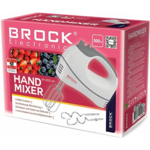 Міксер BROCK HM 4002 WH, 300Вт, 5 різних налаштувань швидкості з Turbo
