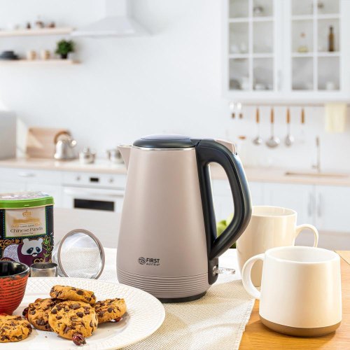 Електрочайник FIRST FA-5407-4-CR, 1200Вт, 1л, фарбована сталь, подвійні стінки, золотистий