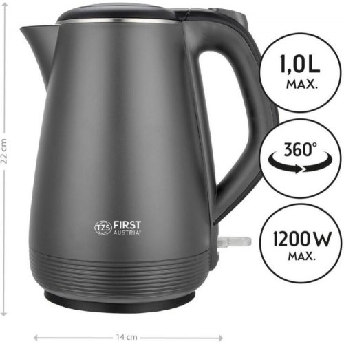 Електрочайник FIRST FA-5407-4-GR, 1200Вт, 1л, фарбована сталь, подвійні стінки