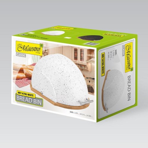 Хлібниця Maestro MR-1678G-White, дерев'яна основа, біла