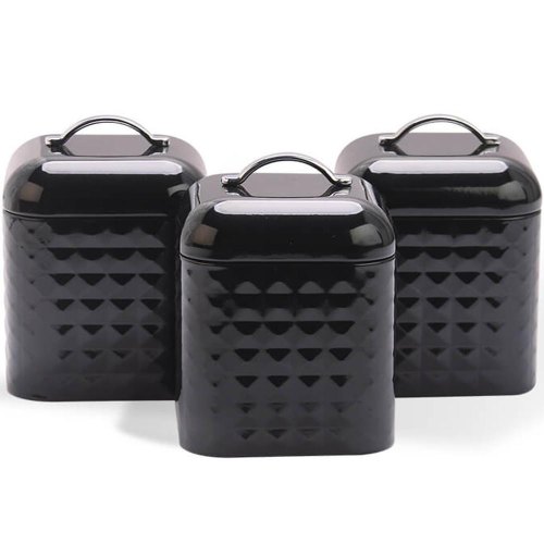 Набір ємностей Maestro MR-1676-3S-Black, для чаю/кави/цукру, метал