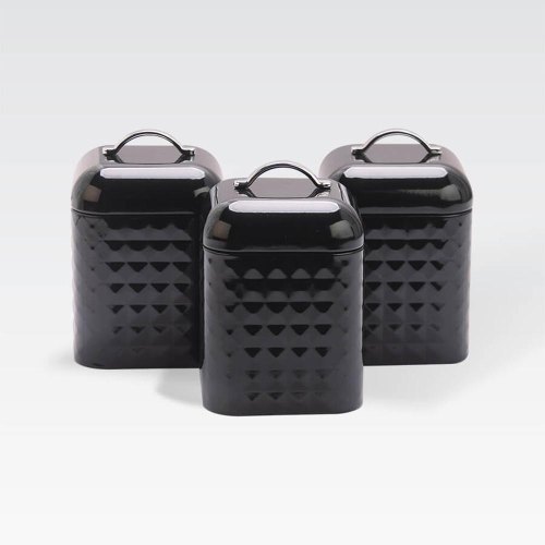 Набір ємностей Maestro MR-1676-3S-Black, для чаю/кави/цукру, метал