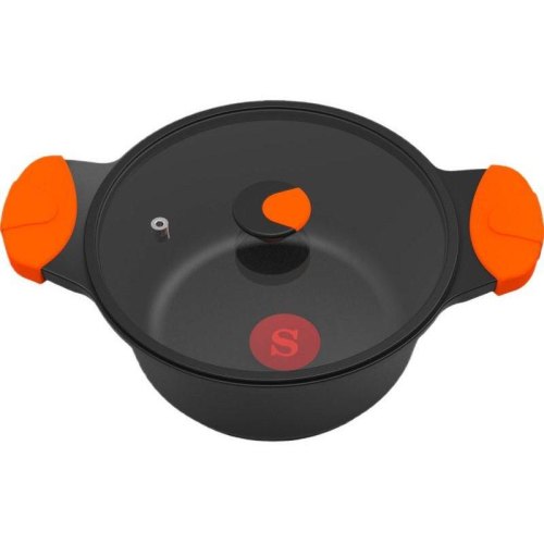 Каструля Sogo SS-23295, 28см, лита, алюмінієва, зі скляною кришкою Diamond Series