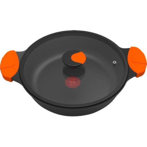 Каструля Sogo SS-23305, 32см, низька, лита, алюмінієва, зі скляною кришкою Diamond Series