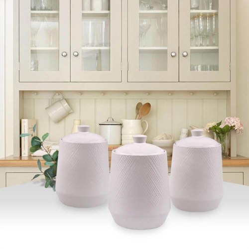 Набір ємностей Maestro MR-20002-03CS White, 3 предмети по 0.75л, кераміка