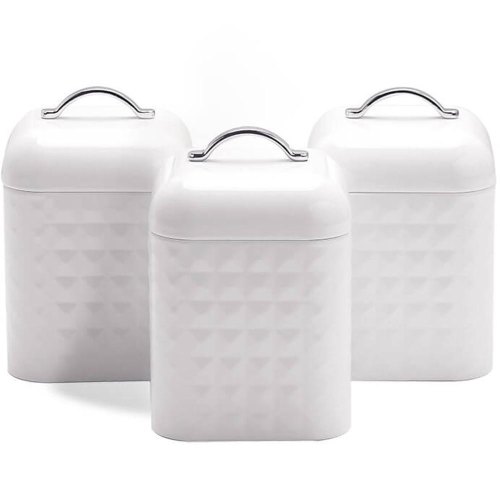 Набір ємностей Maestro MR-1676-3S-White, для чаю/кави/цукру, метал