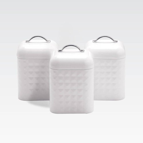 Набір ємностей Maestro MR-1676-3S-White, для чаю/кави/цукру, метал