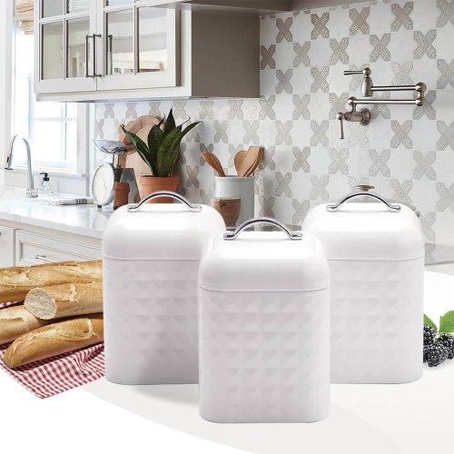 Набір ємностей Maestro MR-1676-3S-White, для чаю/кави/цукру, метал